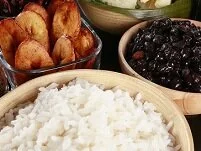 Honduran Food - Rice, beans, & plantains